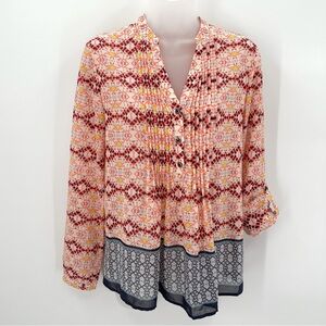 HD In Paris Blouse KAVERI Women’s 2 Anthropologie Pintuck Peasant Top Boho L/S